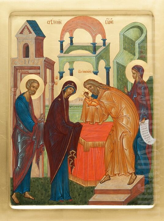 meeting of the lord hand painted icon